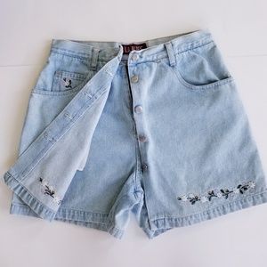 High Waisted Denim ButtonFront Shorts Skirt Skorts